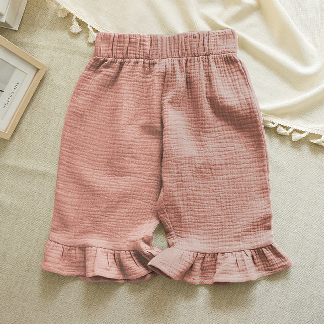 Cotton Girls Flared Pants - Casual Ankle-Length Trousers
