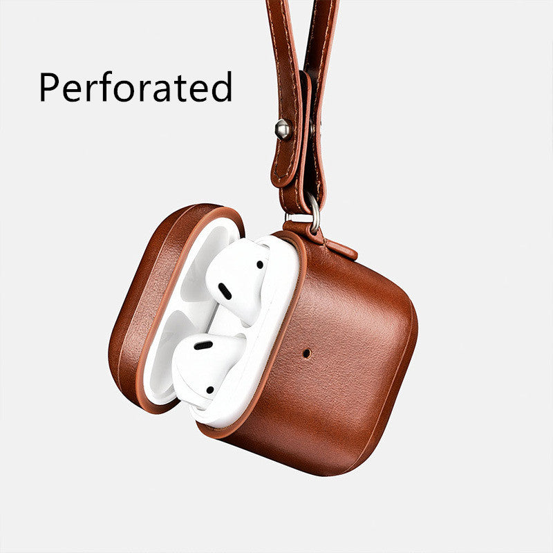 ICARER Leather AirPods Case for Apple Bluetooth Earbuds