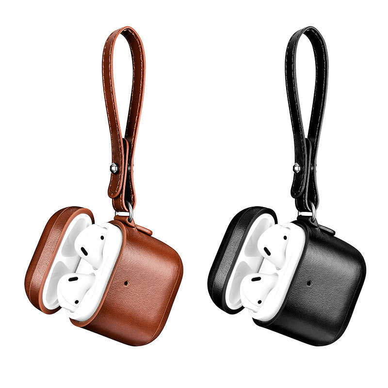 ICARER Leather AirPods Case for Apple Bluetooth Earbuds