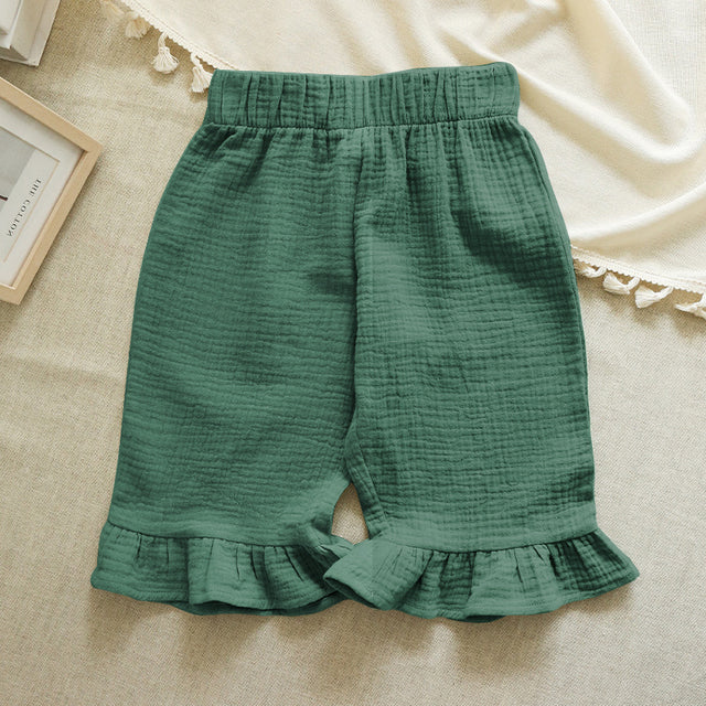 Cotton Girls Flared Pants - Casual Ankle-Length Trousers