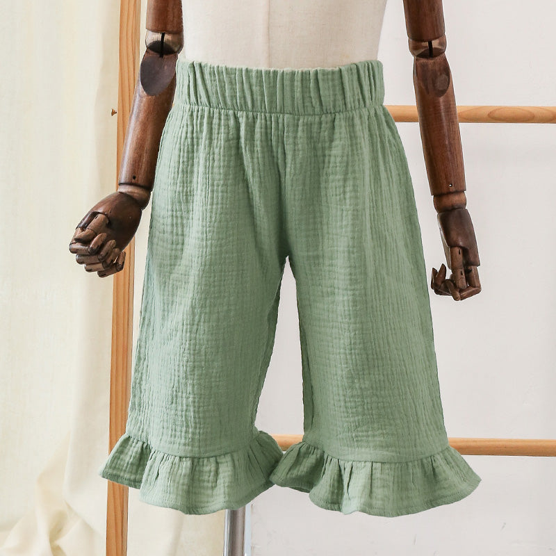 Cotton Girls Flared Pants - Casual Ankle-Length Trousers