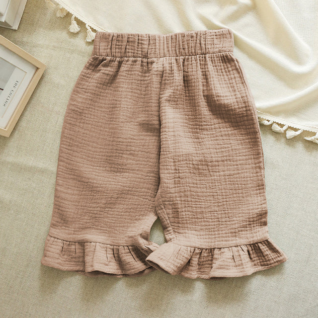 Cotton Girls Flared Pants - Casual Ankle-Length Trousers