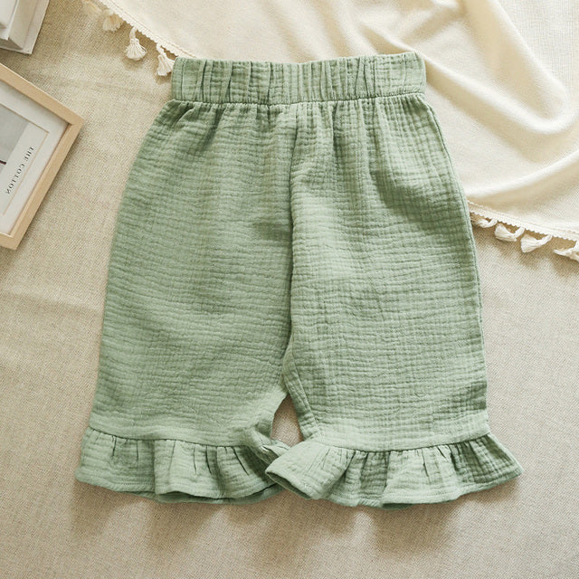 Cotton Girls Flared Pants - Casual Ankle-Length Trousers